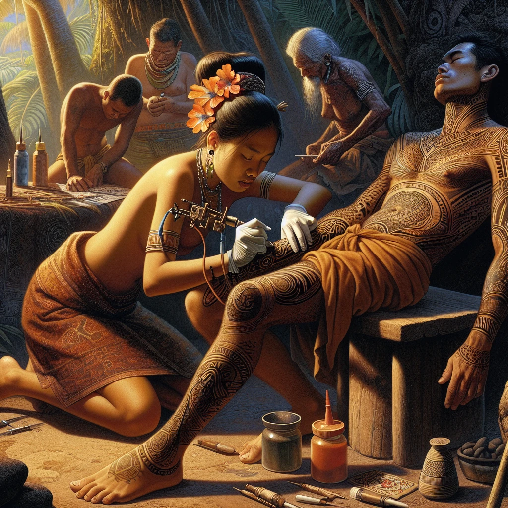 Изучение практики нанесения татуировок на кожу островных племён