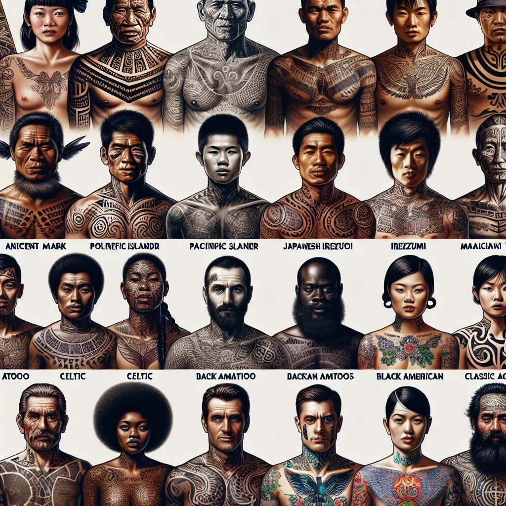 Разнообразие типов татуировок на коже человека в истории